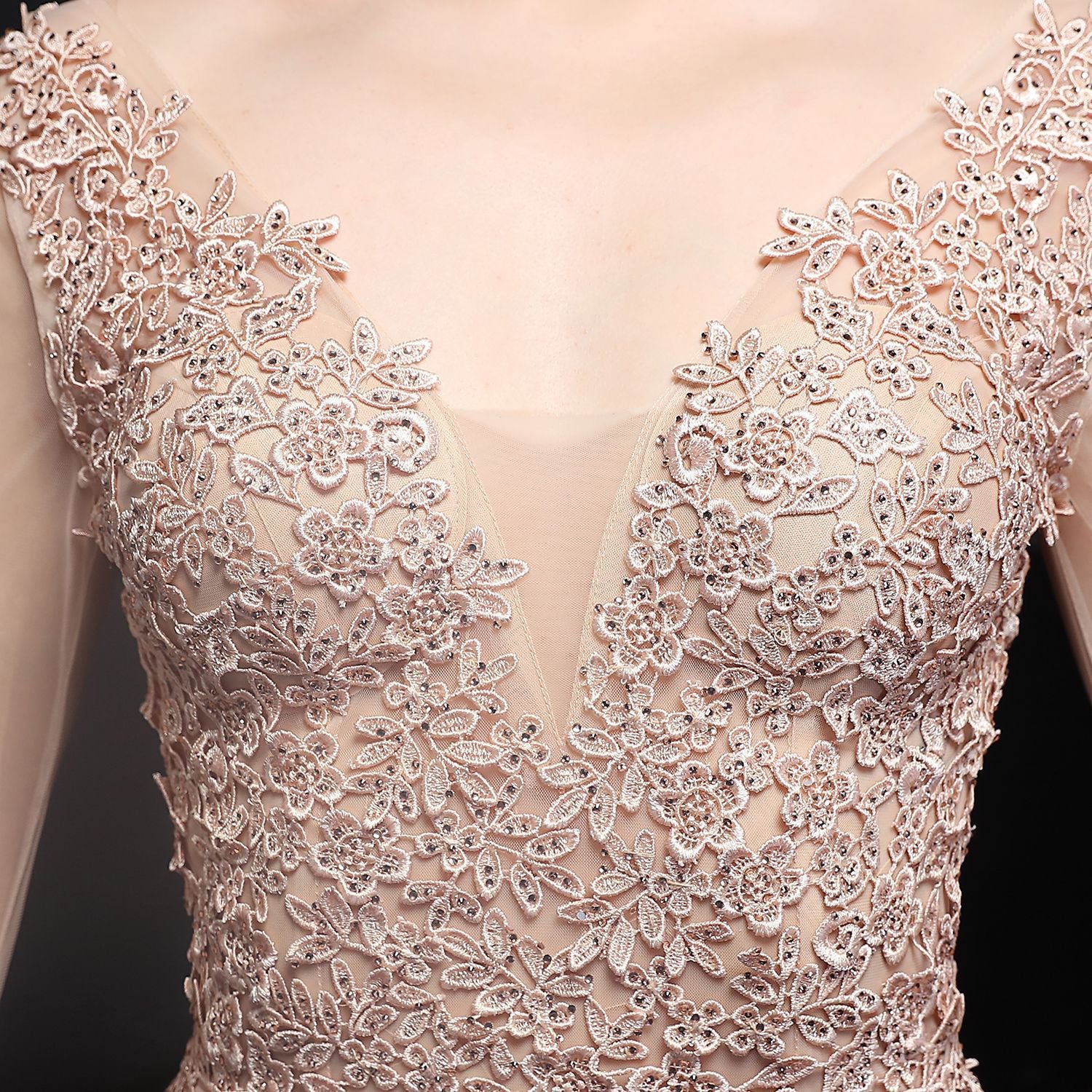 Autumn Occasional Formal Lace Upper V-Neck Mermaid Evening Dress 23