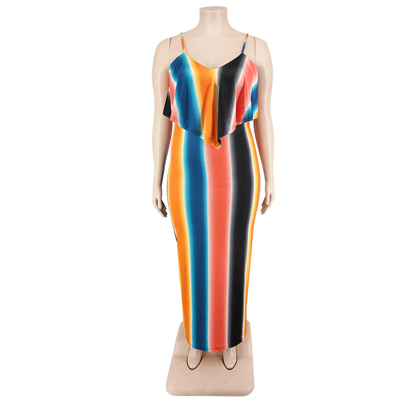 Plus Size Women's Summer Print Strap Sexy Bodycon Dress 14