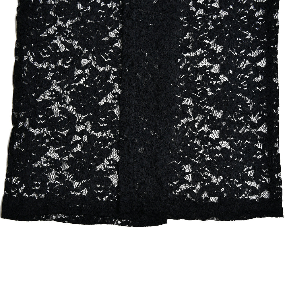 Summer sexy and versatile lace See-Through high-waisted Patchwork long straight pants 18