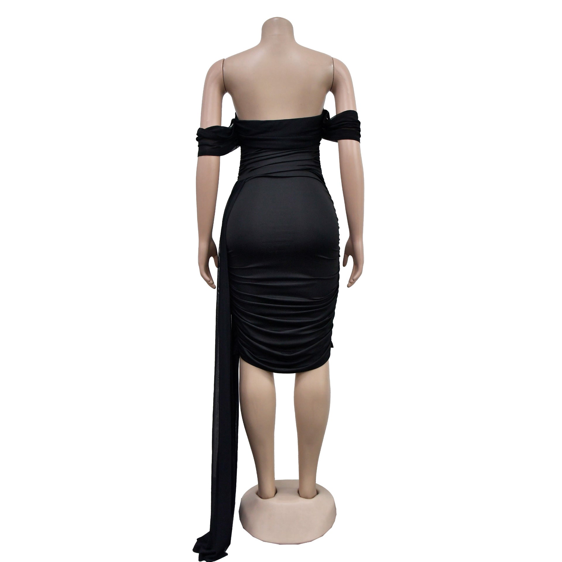 Fashion Women's Solid Color Sexy Mesh Low Back Dress 11