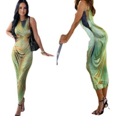 Women Summer Print Sexy Sleeveless Dress 6