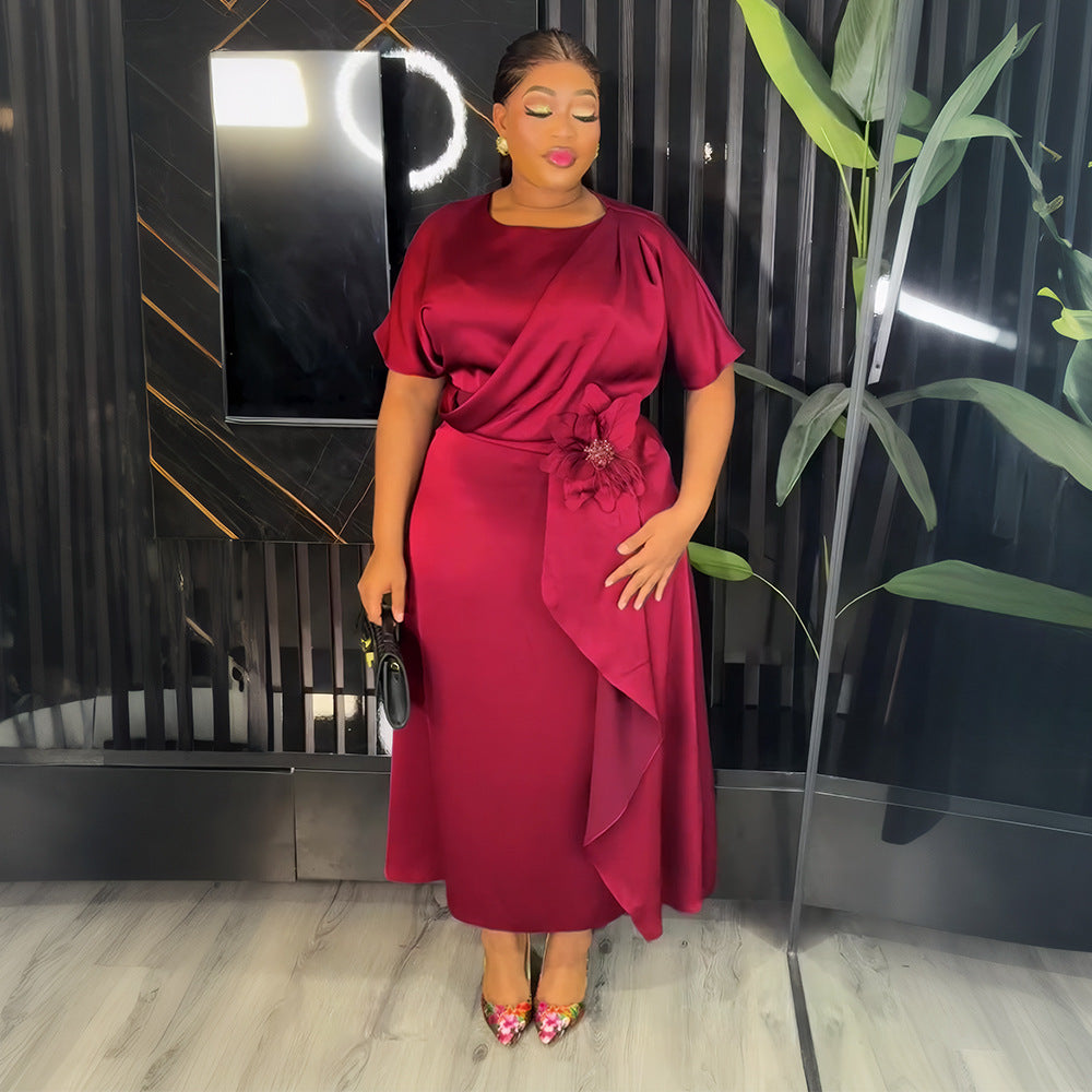 Plus Size African Elegant Solid Dress