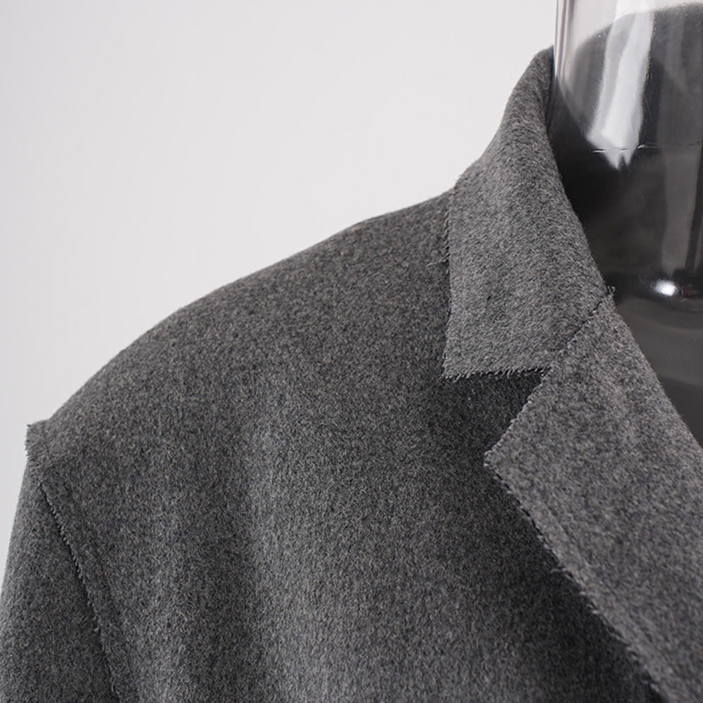 Women Winter Loose Oblique Button Placket Irregular Blazer 7