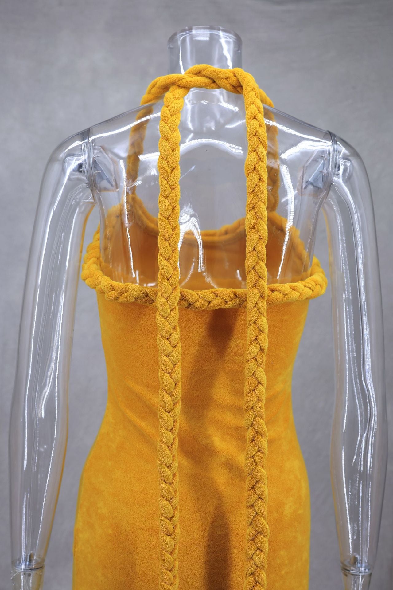 Autumn and Winter Braided Twist Rope Strap Tassel Short Dress 8