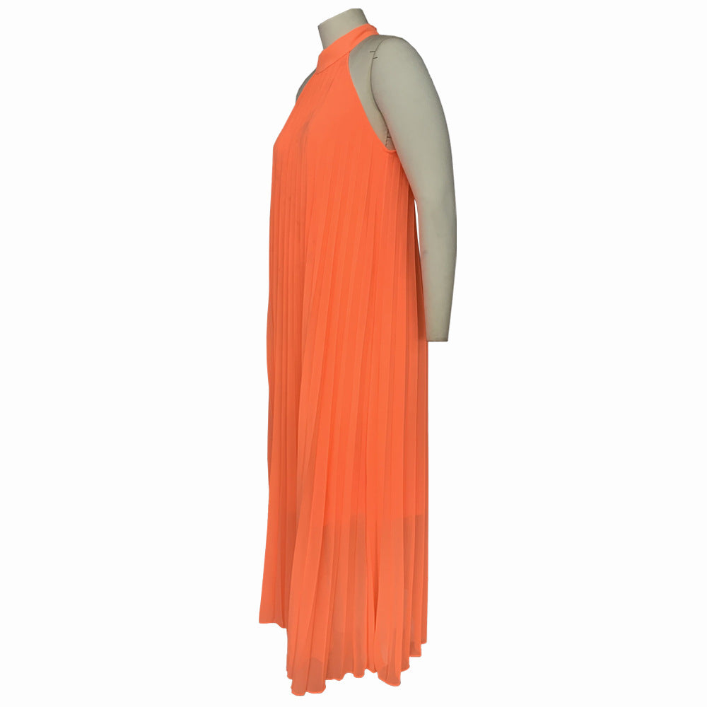 Women Pleated Loose Sleeveless Dress 17