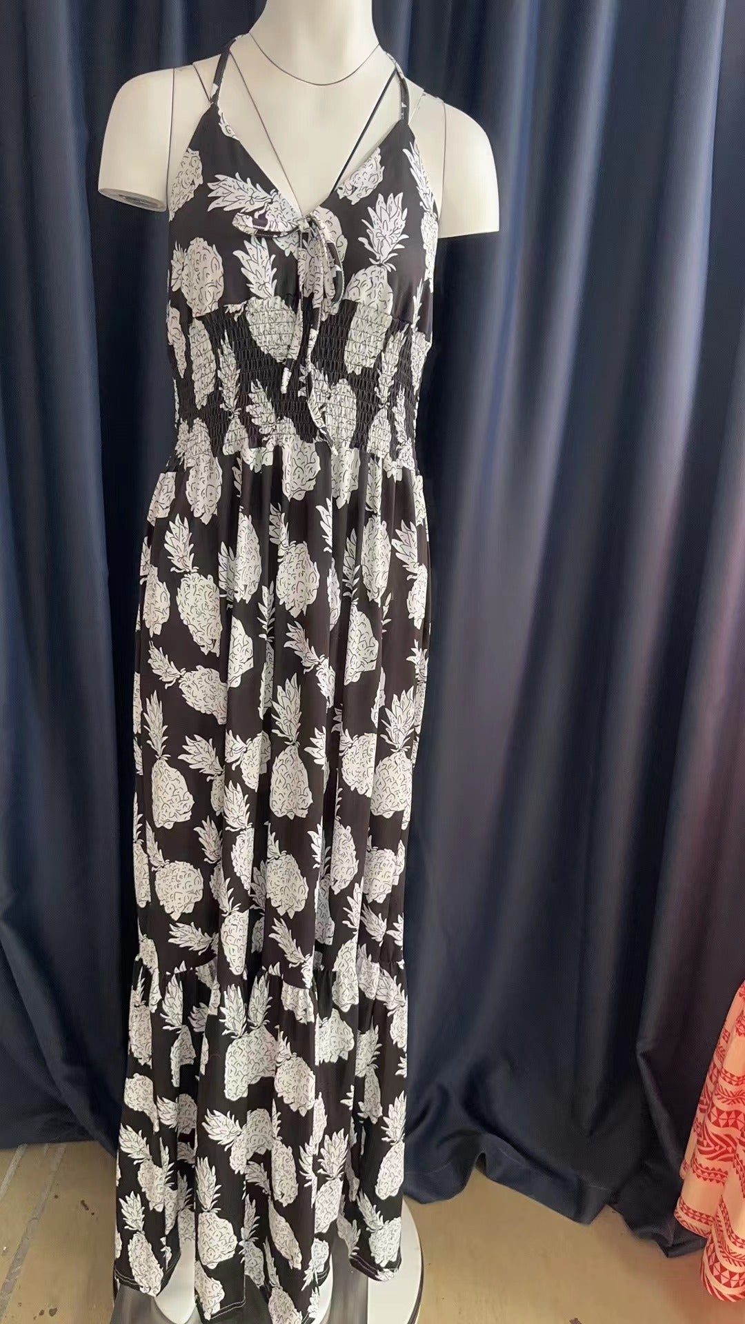 Halter Neck Strapless High Waist Printed Long Sexy Women's Dress 21