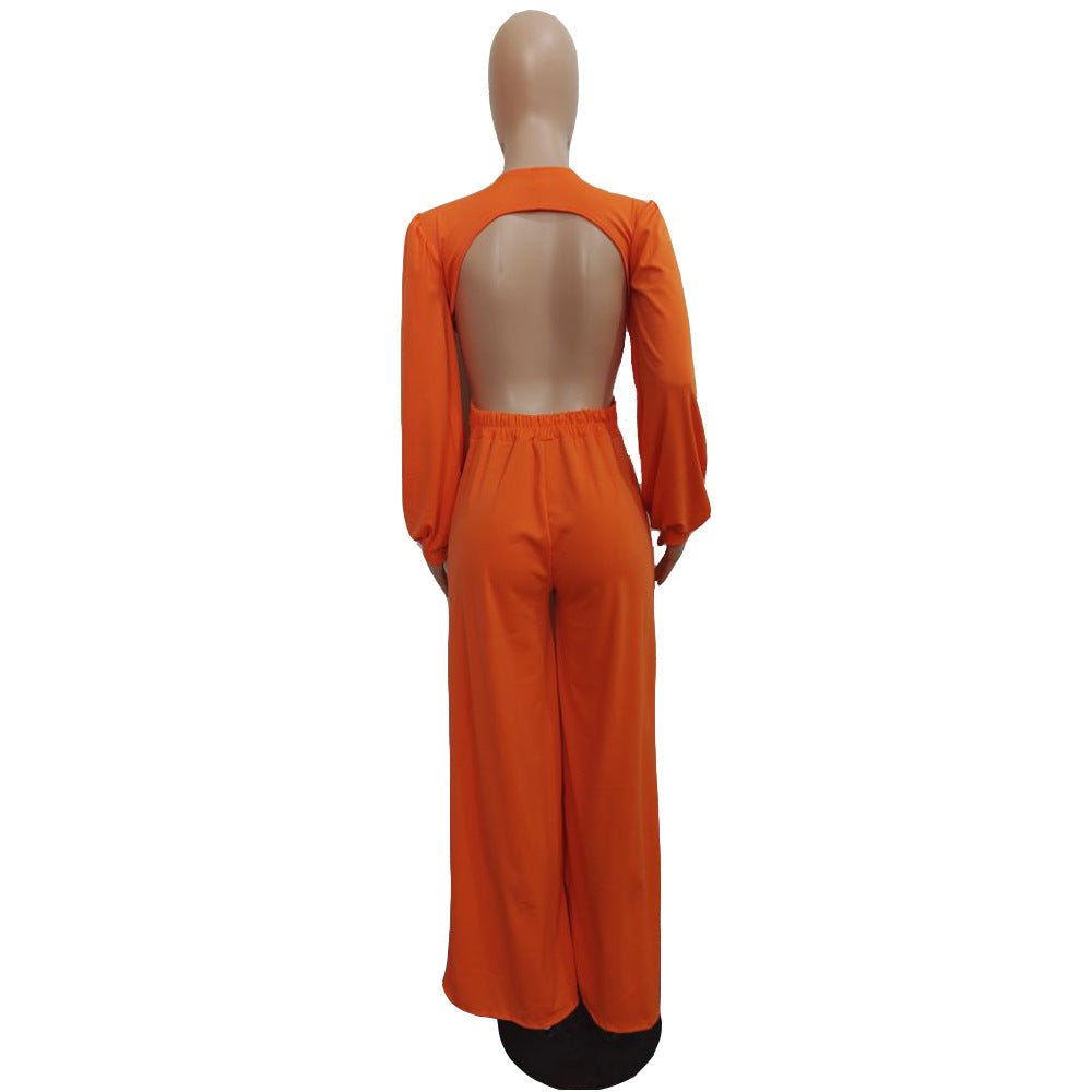 Sexy solid color long Halter Neck Jumpsuit 10