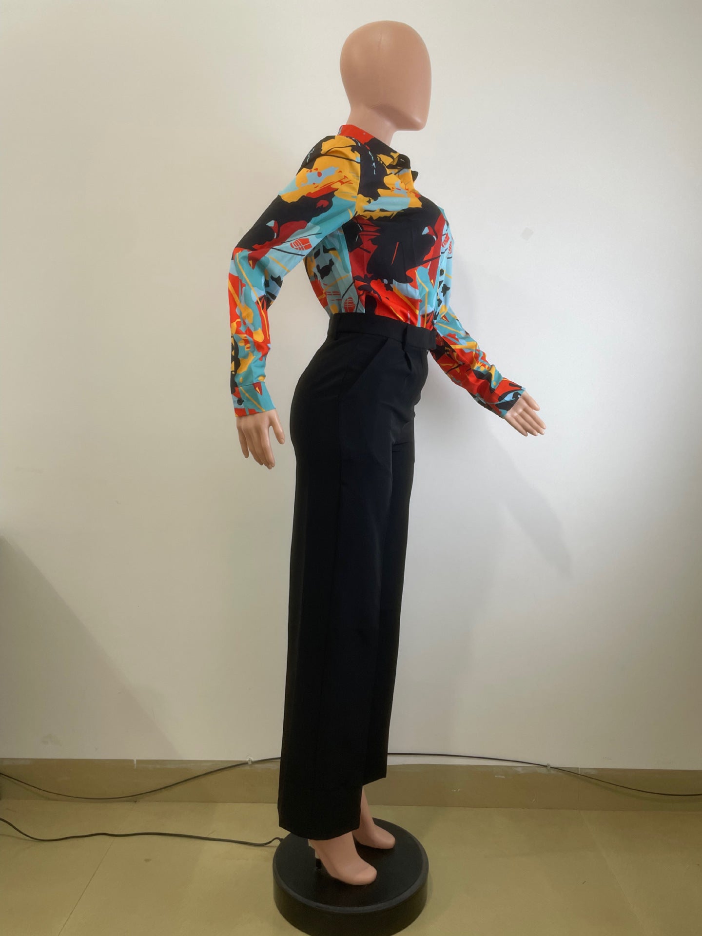 Career Women's Autumn Winter Printed Casual Office Ladies Long-Sleeved Shirts 11