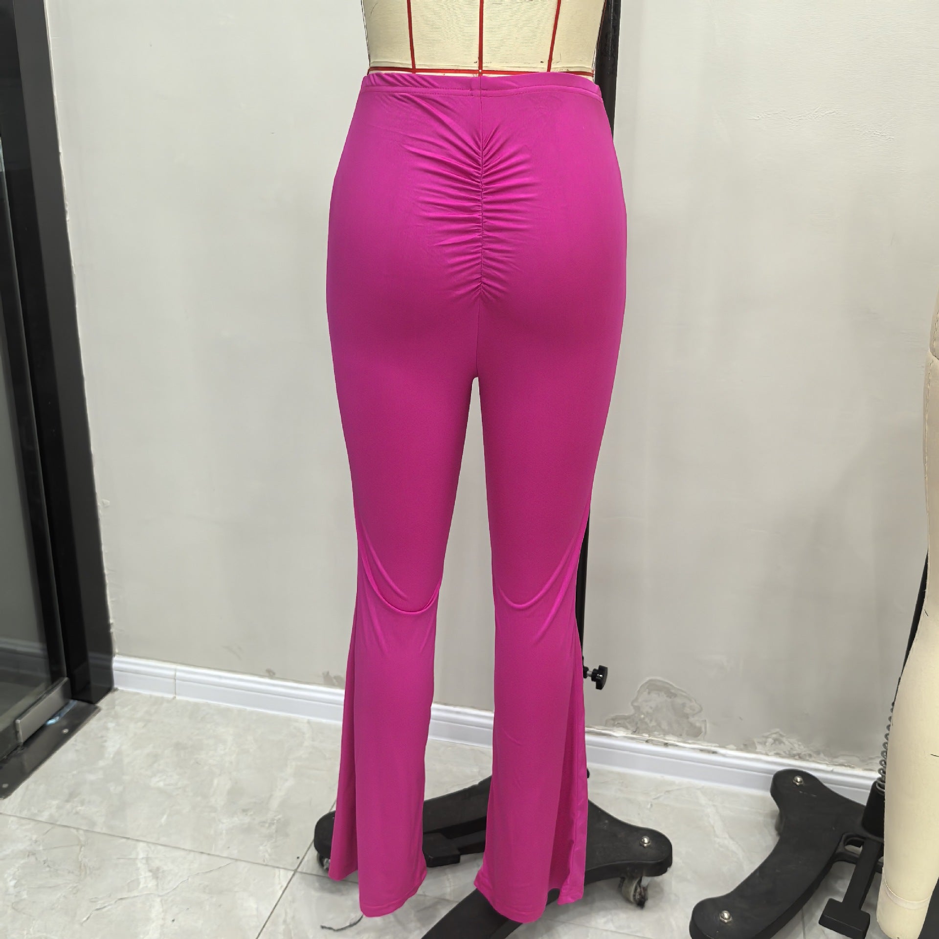 Women casual pleated bell bottom pants 15