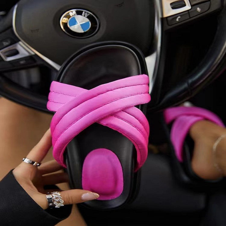 Women cross beach flip flops 6