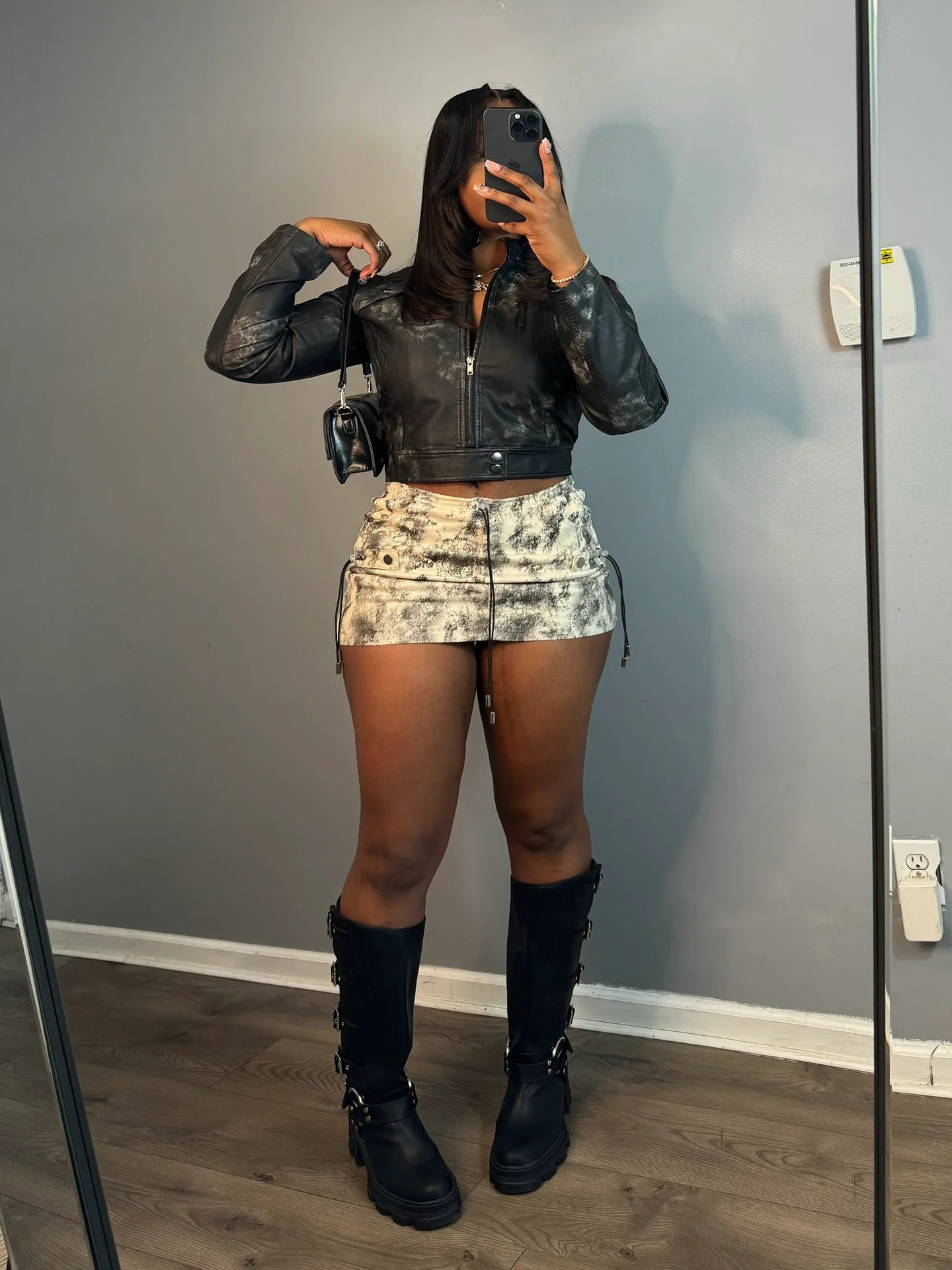 Women Printed Pleated Casual Pocket Skirt