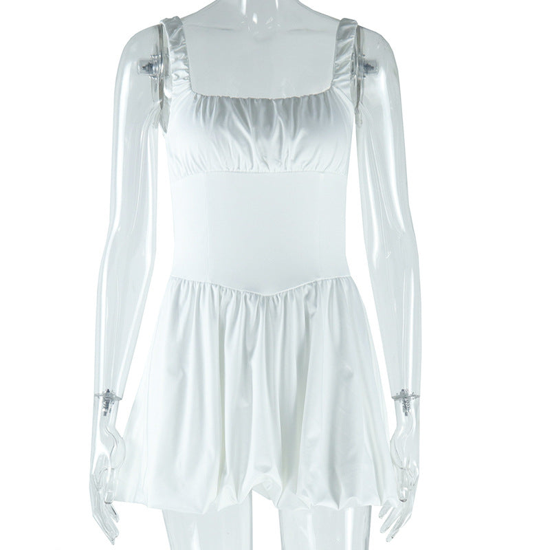 Women's Solid Color Sexy Strap Sleeveless Low Back Casual A-Line Dress 8