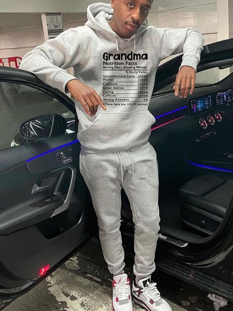 Autumn And Winter Casual Letter Print Hooded Hoodies Sweatpants Set 4