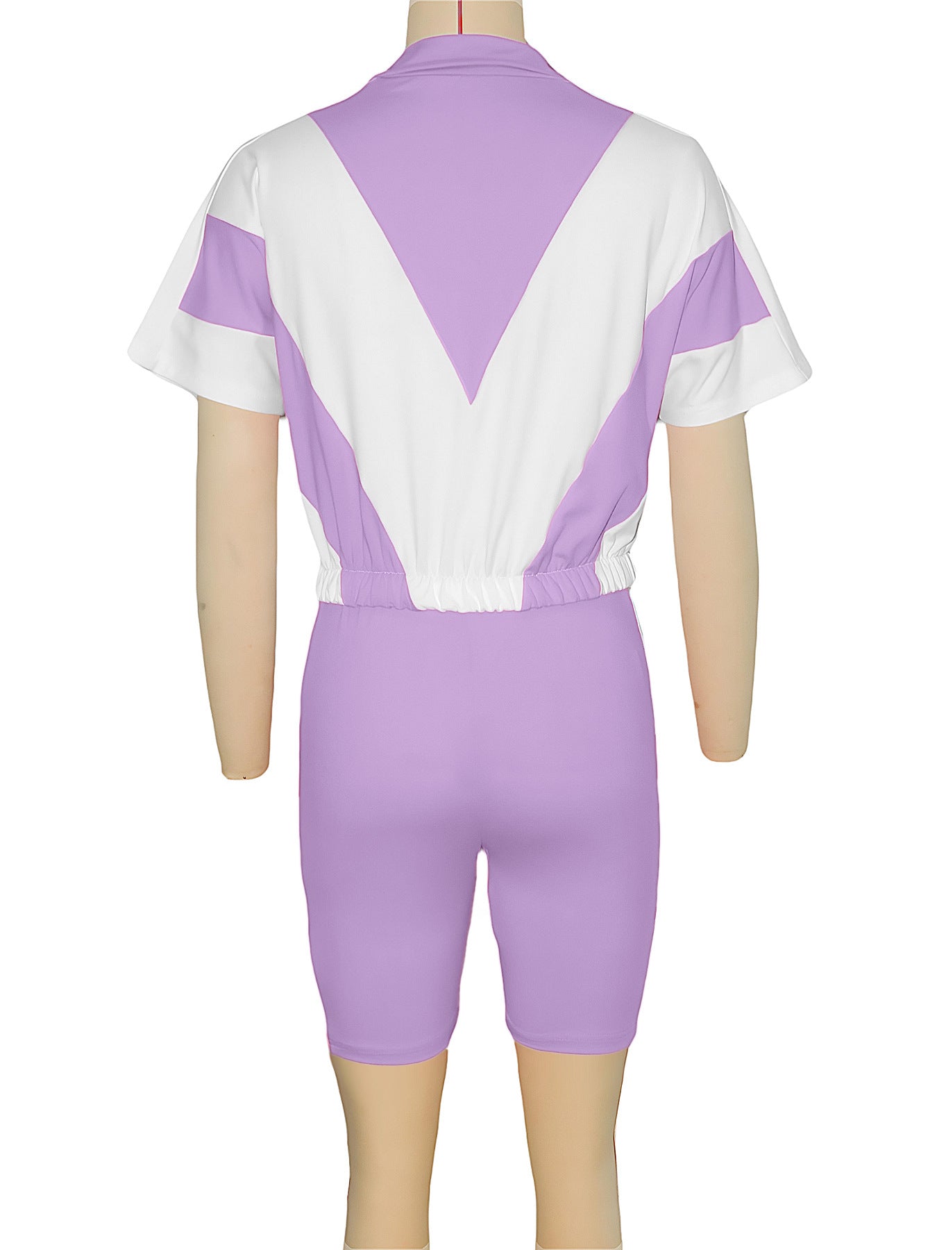 Women contrast color sports Casual short-sleeved Top and shorts two-piece set 35