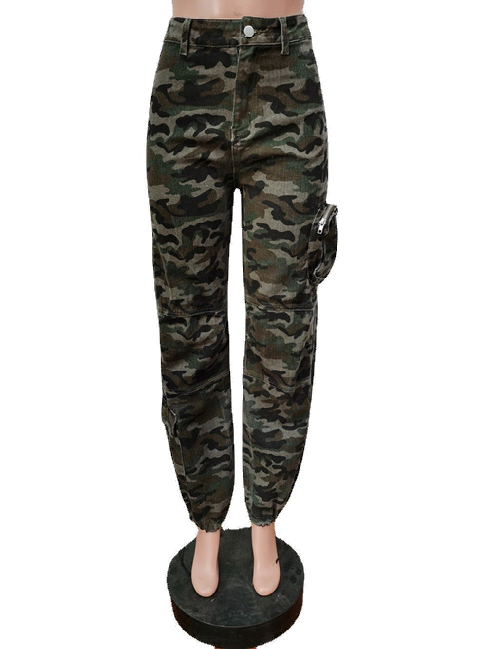 Women Denim Camo Cargo Pants 10