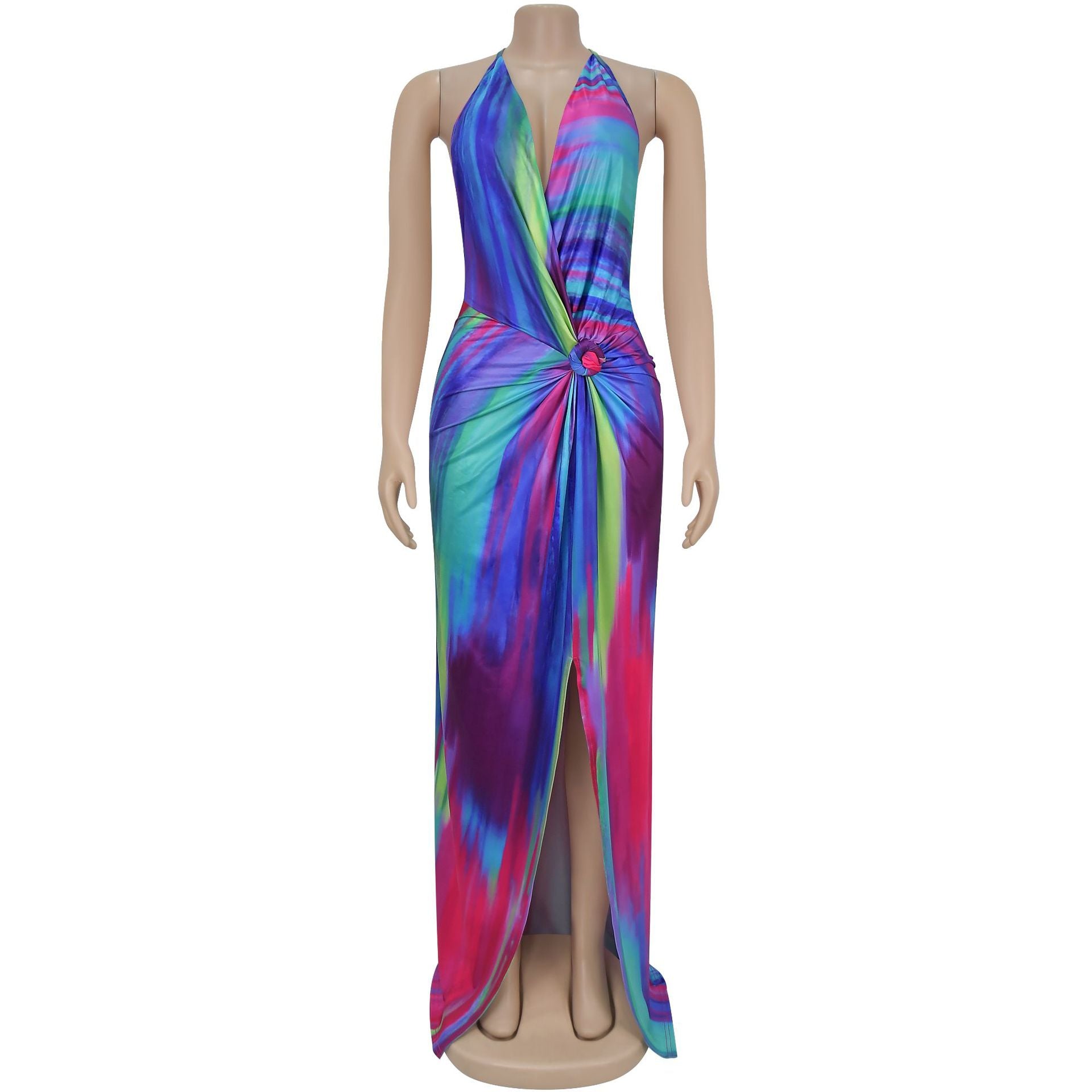 Women Elegant Sexy Lace-Up Print Dress 4