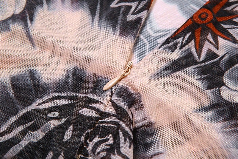 Women mesh printed high-waisted Bell Bottom jumpsuit 13