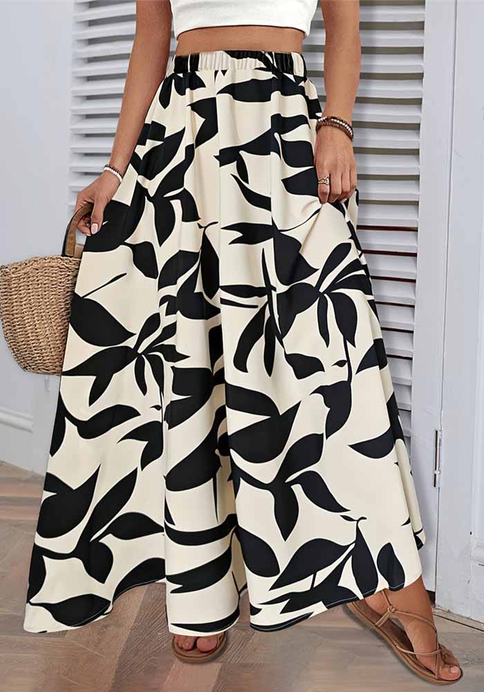 Women Printed Pleated Skirt Skirt