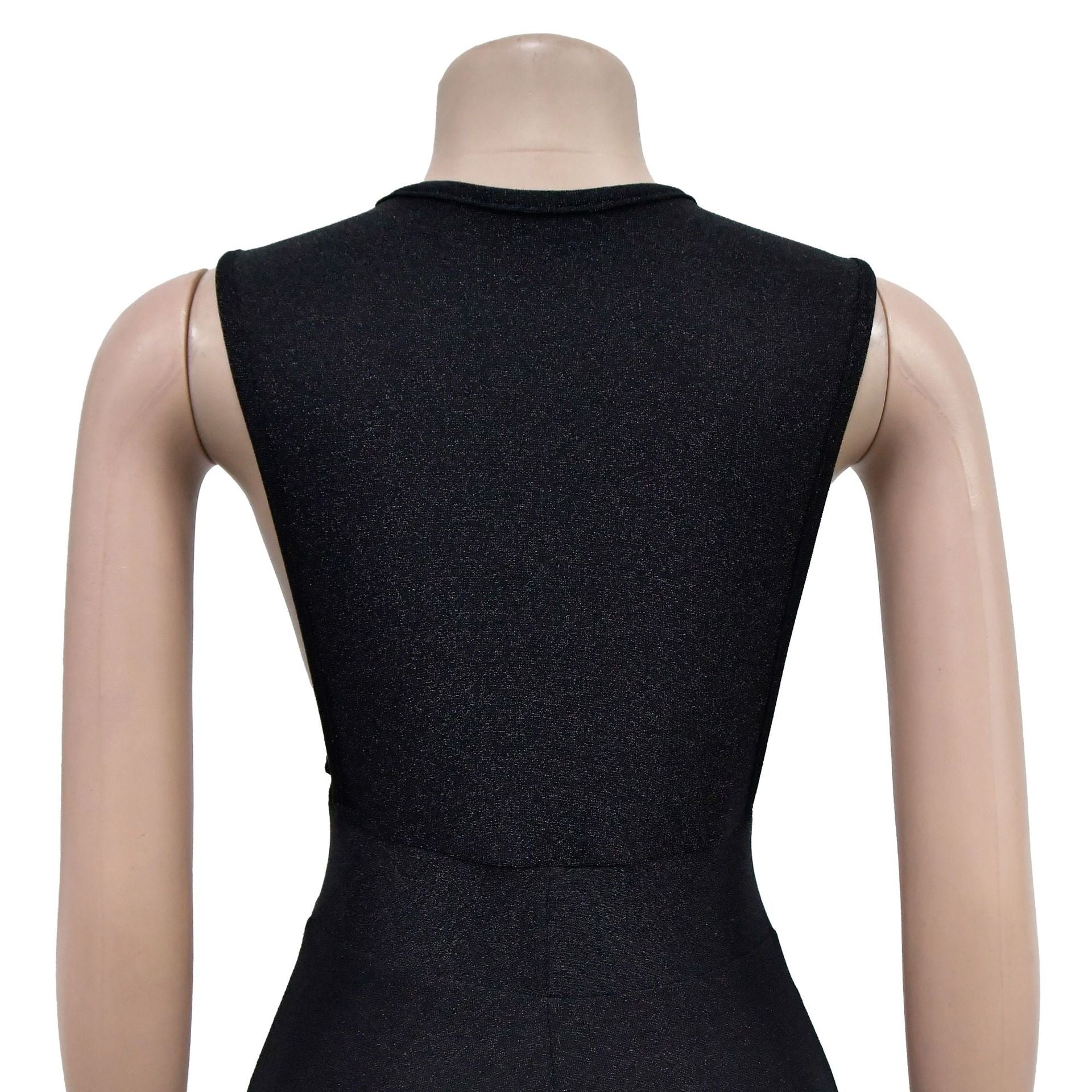 Fashion Women's Solid Color Round Neck Sleeveless Slit Maxi Dress 15