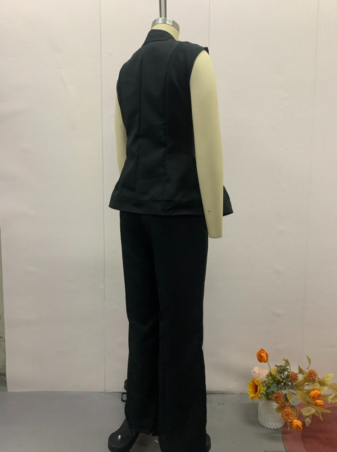Women summer Solid vest and trousers two-piece set 8