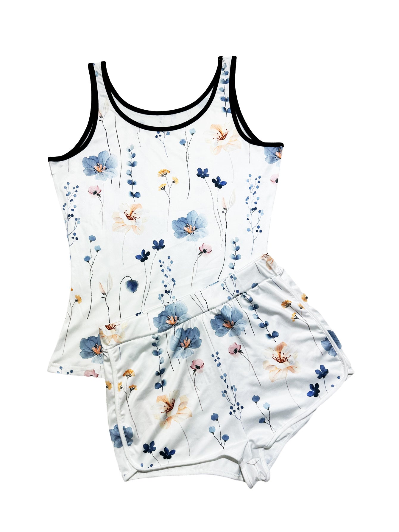 Women's clothing sexy tight fitting print vest shorts two-piece set 4