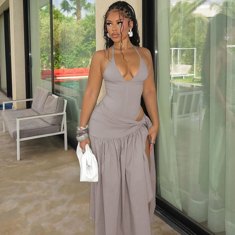 Women's autumn fashion sexy Low Back bodysuit slim lace-up skirt set 10