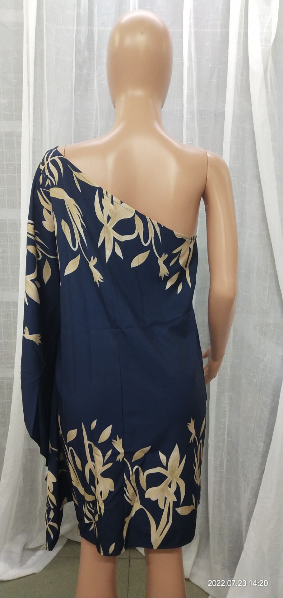 Spring Summer Positioning Print Ombre One Shoulder Casual Dress 23