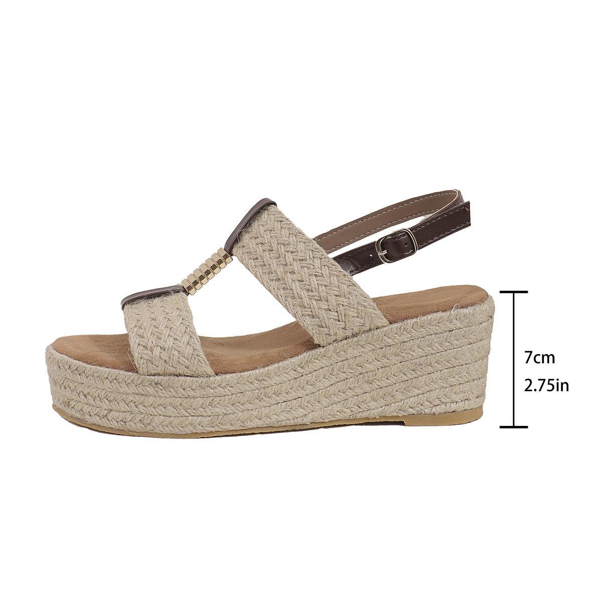 Women hemp rope woven wedge sandals 10