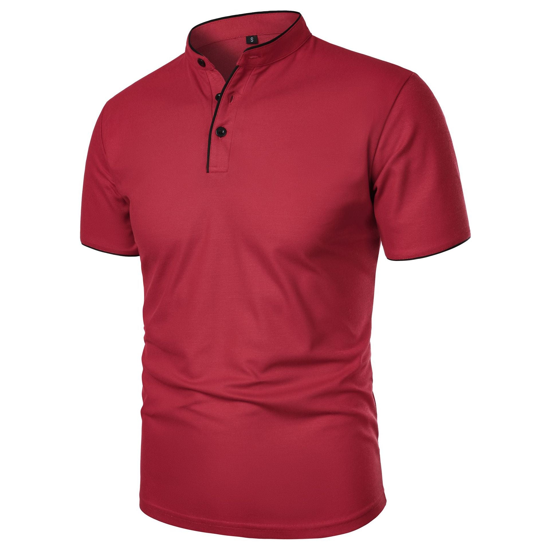 Men's Summer Solid Short Sleeve Polo T-shirt 33