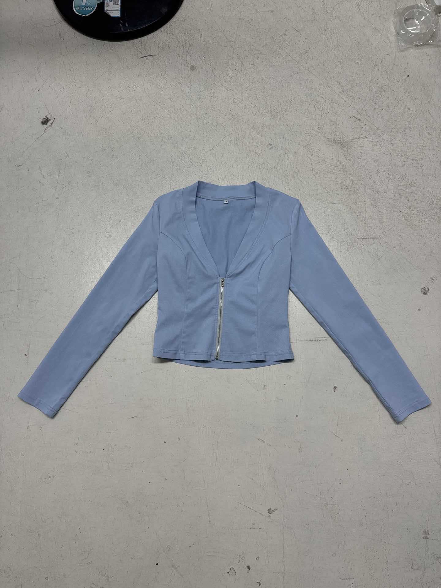 Women Casual Knitting V-Neck Long-Sleeved Zippered Hoodies and Sweatpants Two-Piece Set 35