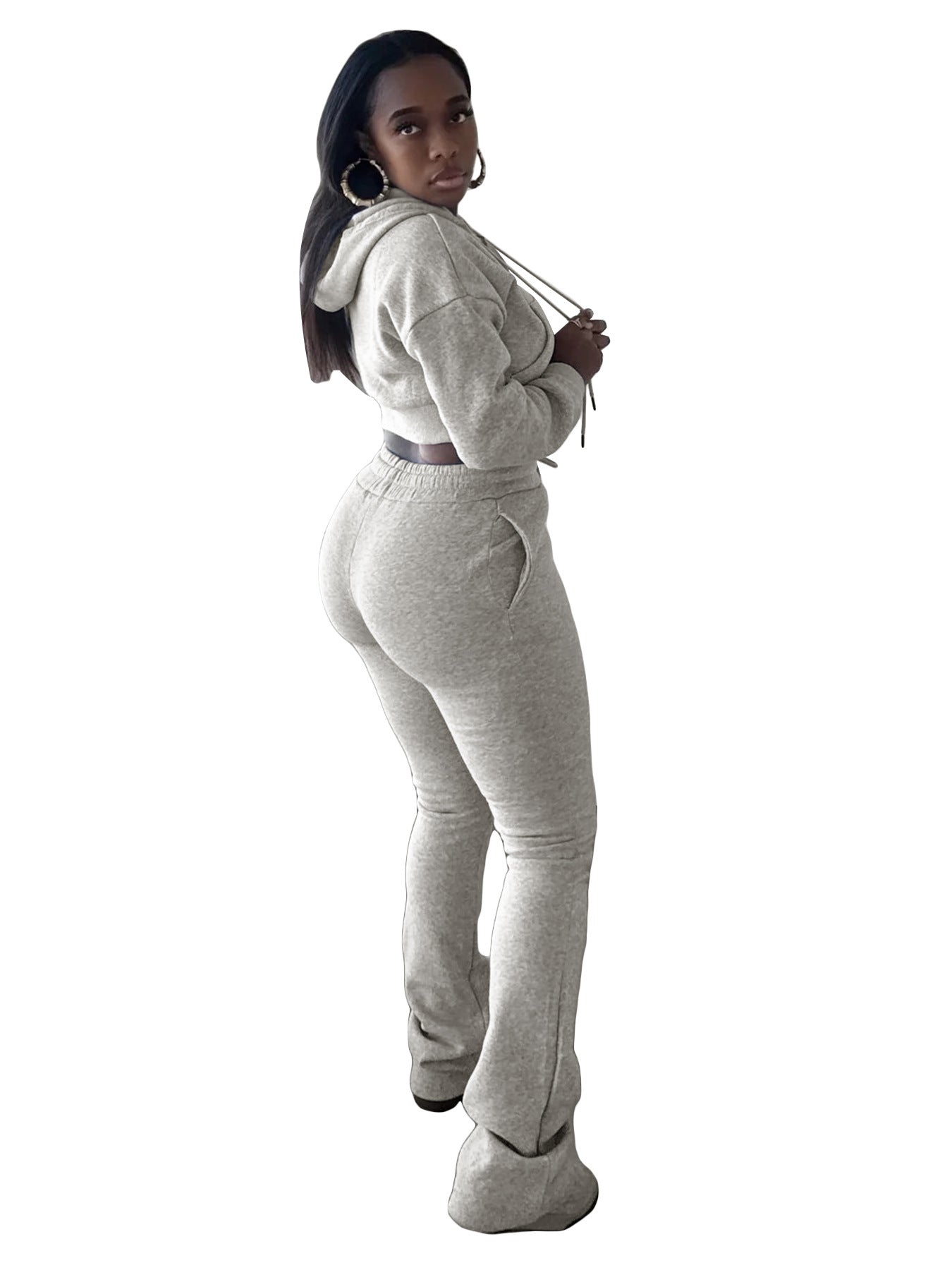 Women Hoodies and Bell Bottom Pants Two-Piece Set 35