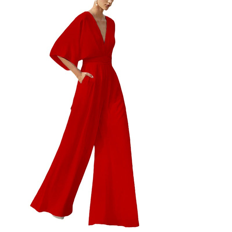 Women Bat Sleeves Jumpsuit 19