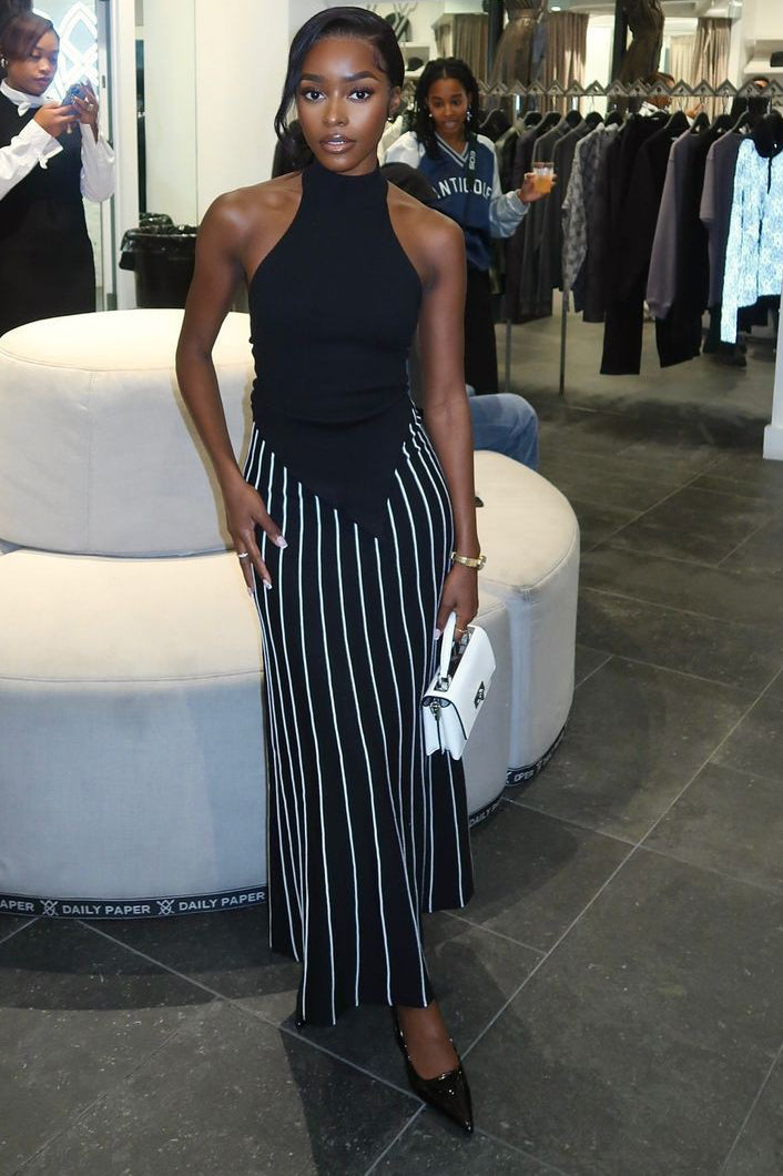 Women African Sleeveless Top and Striped Skirt Two Piece Set 3