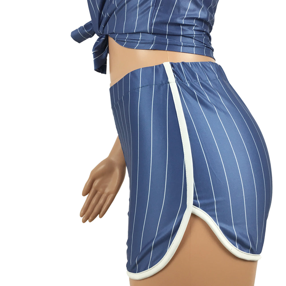 Women Sexy Women Striped Letter Baseball Top and Skirt Two-piece Set 48