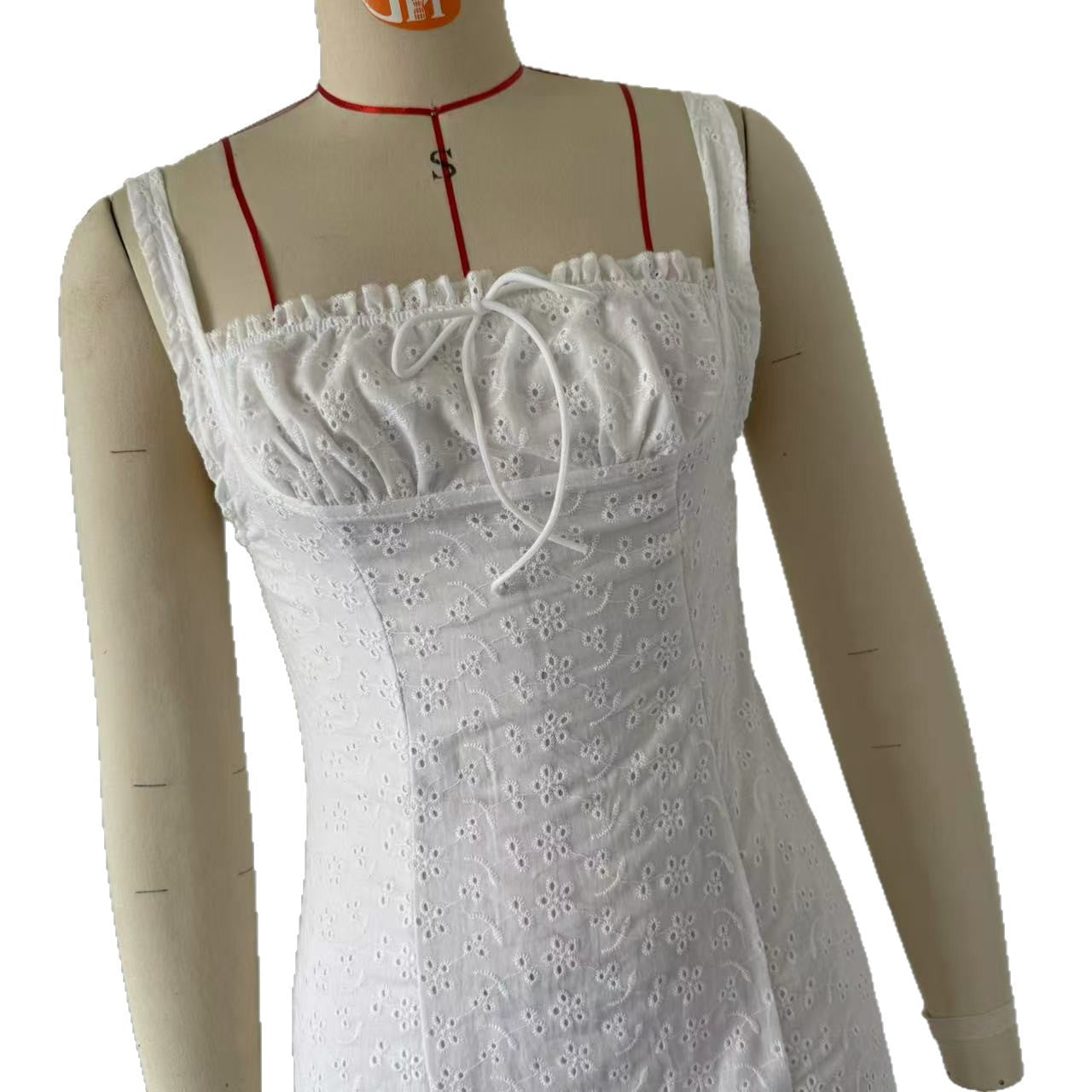 Women Square Neck Embroidered Holidays Maxi Strap Dress 8