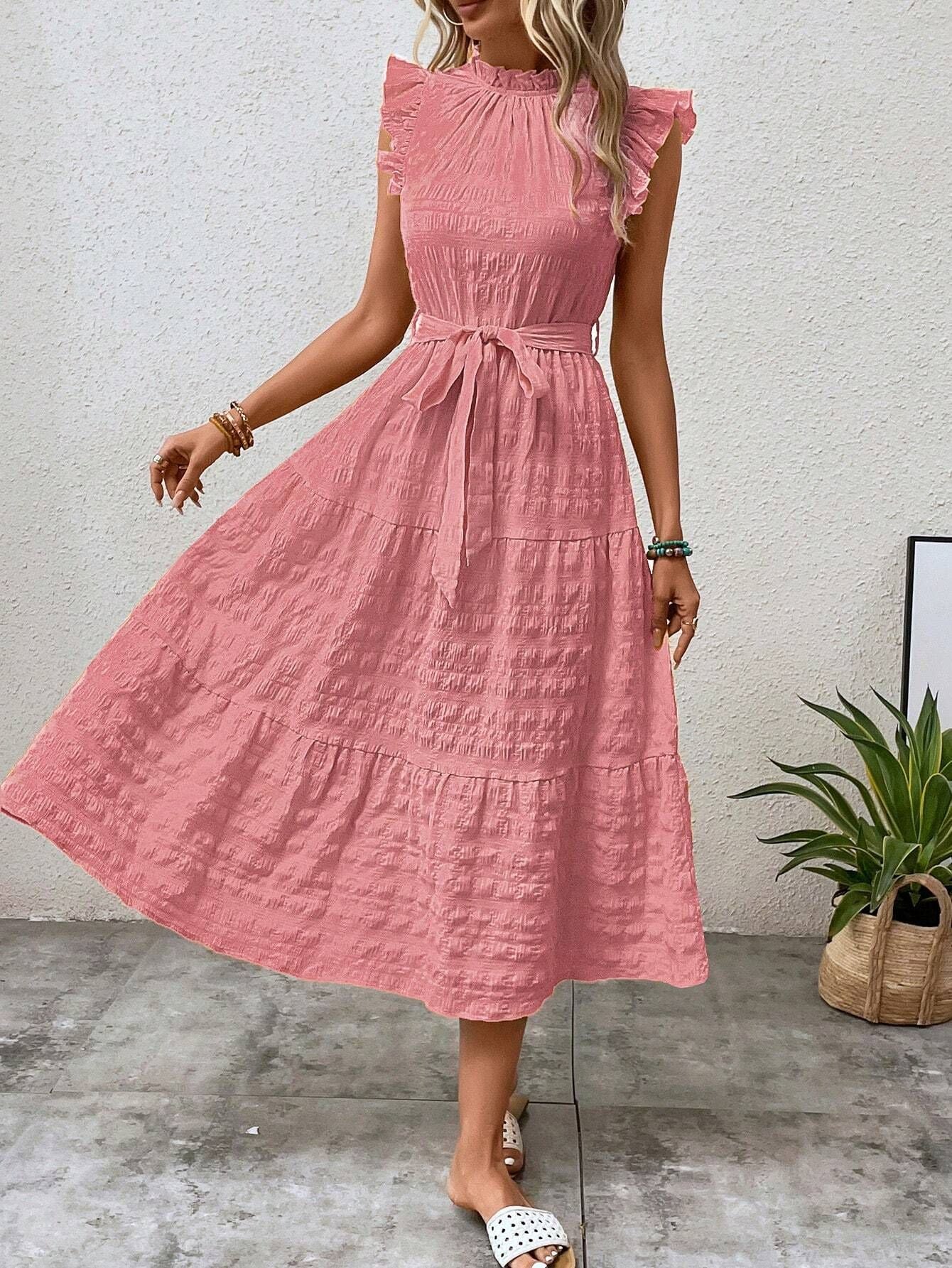 Women Summer Ruffle Edge Strappy Dress 14