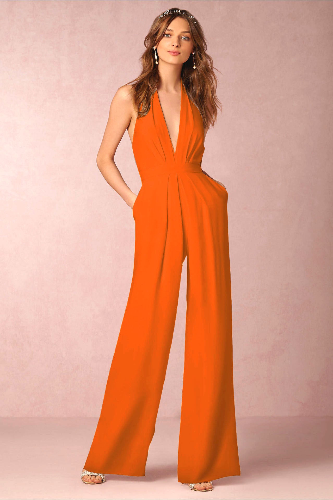 Women Sexy Sleeveless Halter Neck Loose Jumpsuit 25