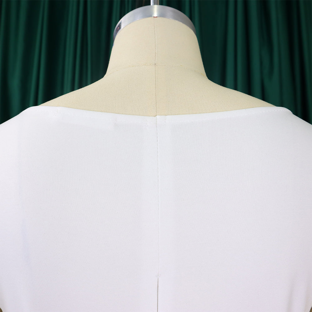 Plus Size African Women V-neck Top and Wide Leg Pants Two-piece Set 16