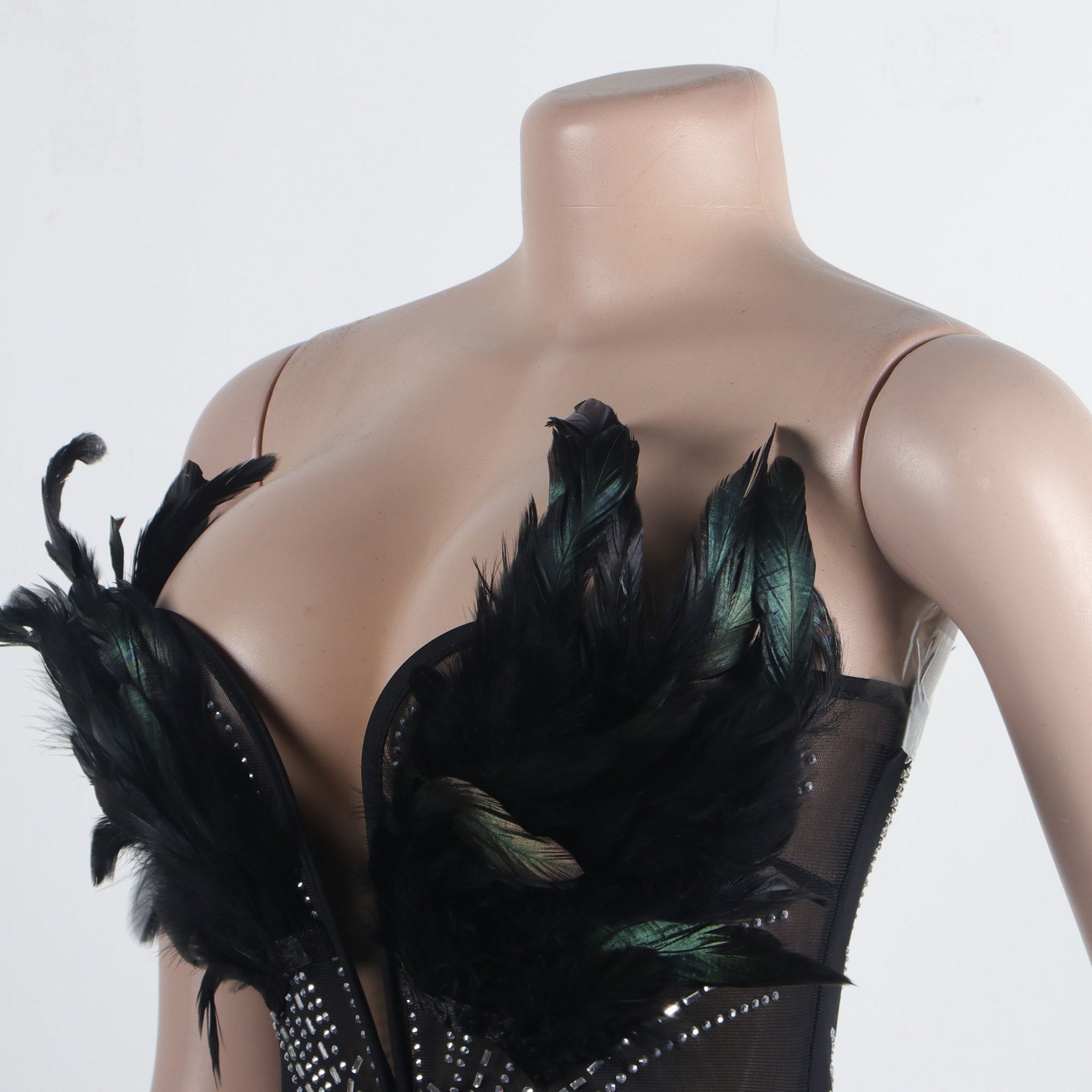 Women Sexy Feather Beaded Sleeveless Jumpsuit 11