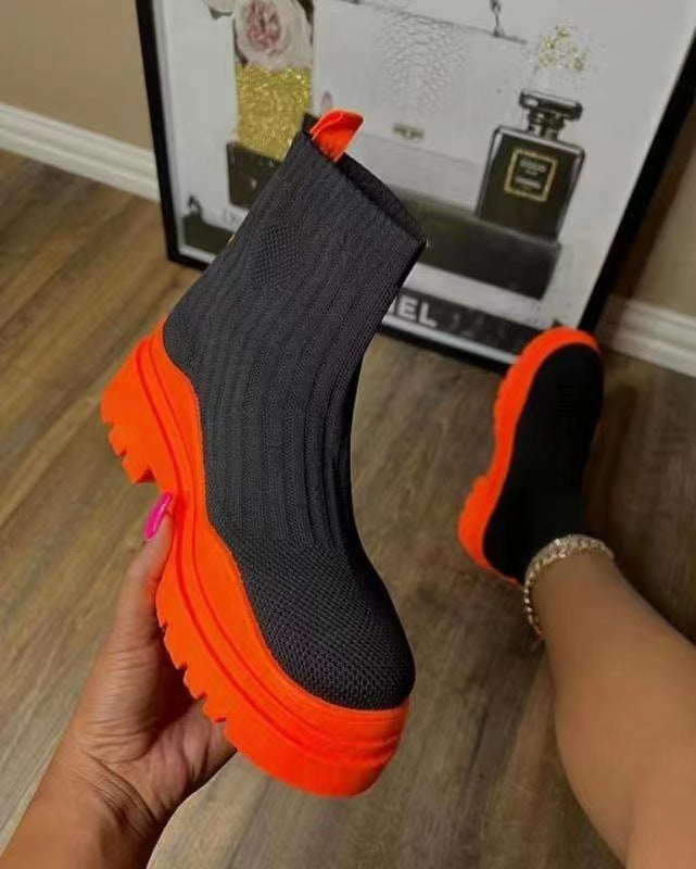 Fall Platform Casual knit Shoes High Top Stretch Socks Boots Overfoot Fashion Casual Boots 8