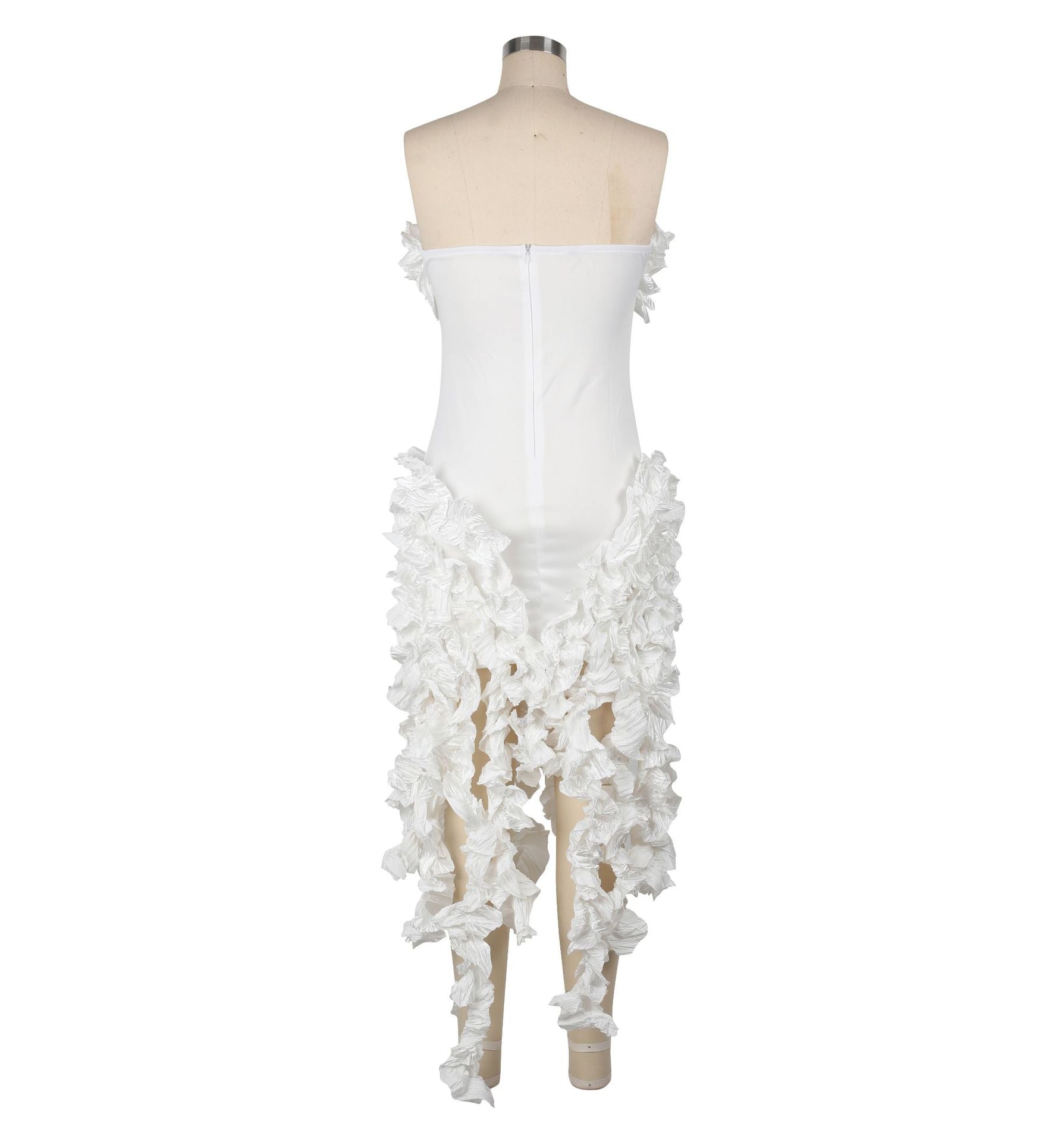 Women's Summer Sexy Strapless Ruffle Tassel Dress 21