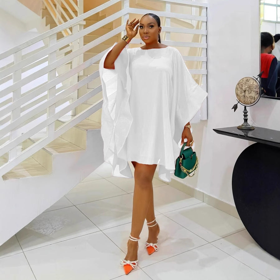 Women Elegant Chiffon Cape Dress 6