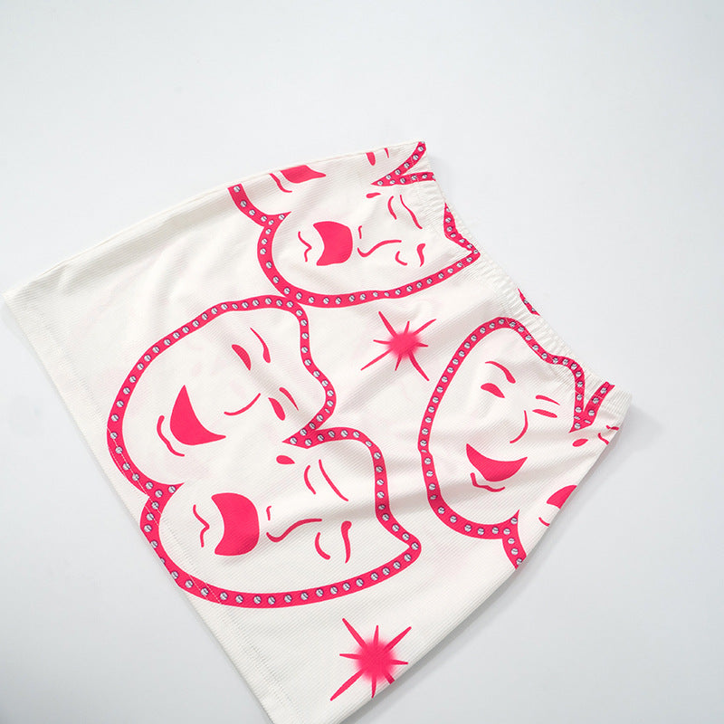 Sexy Print Vest High Waist Shorts Summer Outdoor Set 16