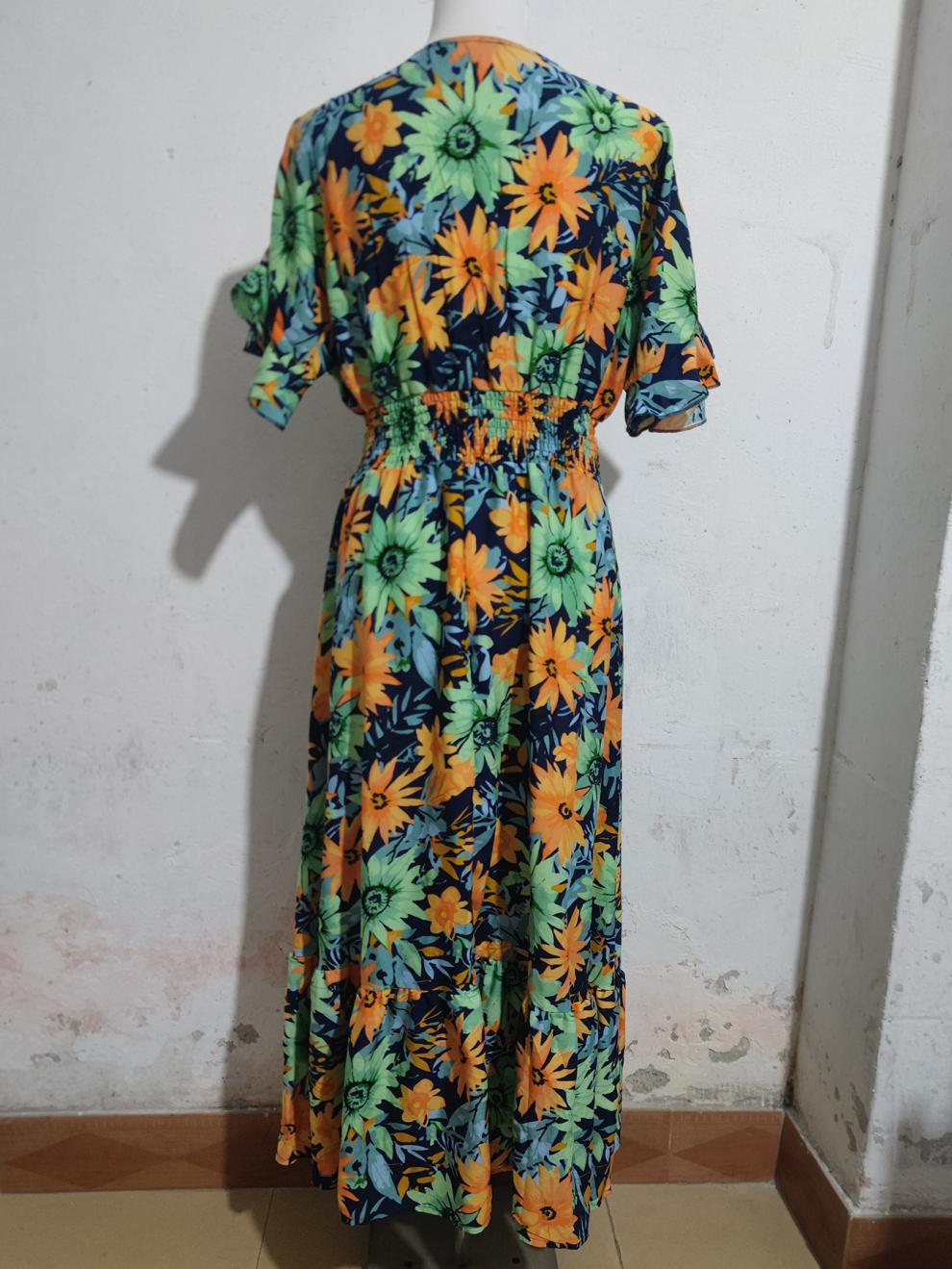 Women ruffled Bat Sleeves V-neck Bohemian beach Holidays dress 10