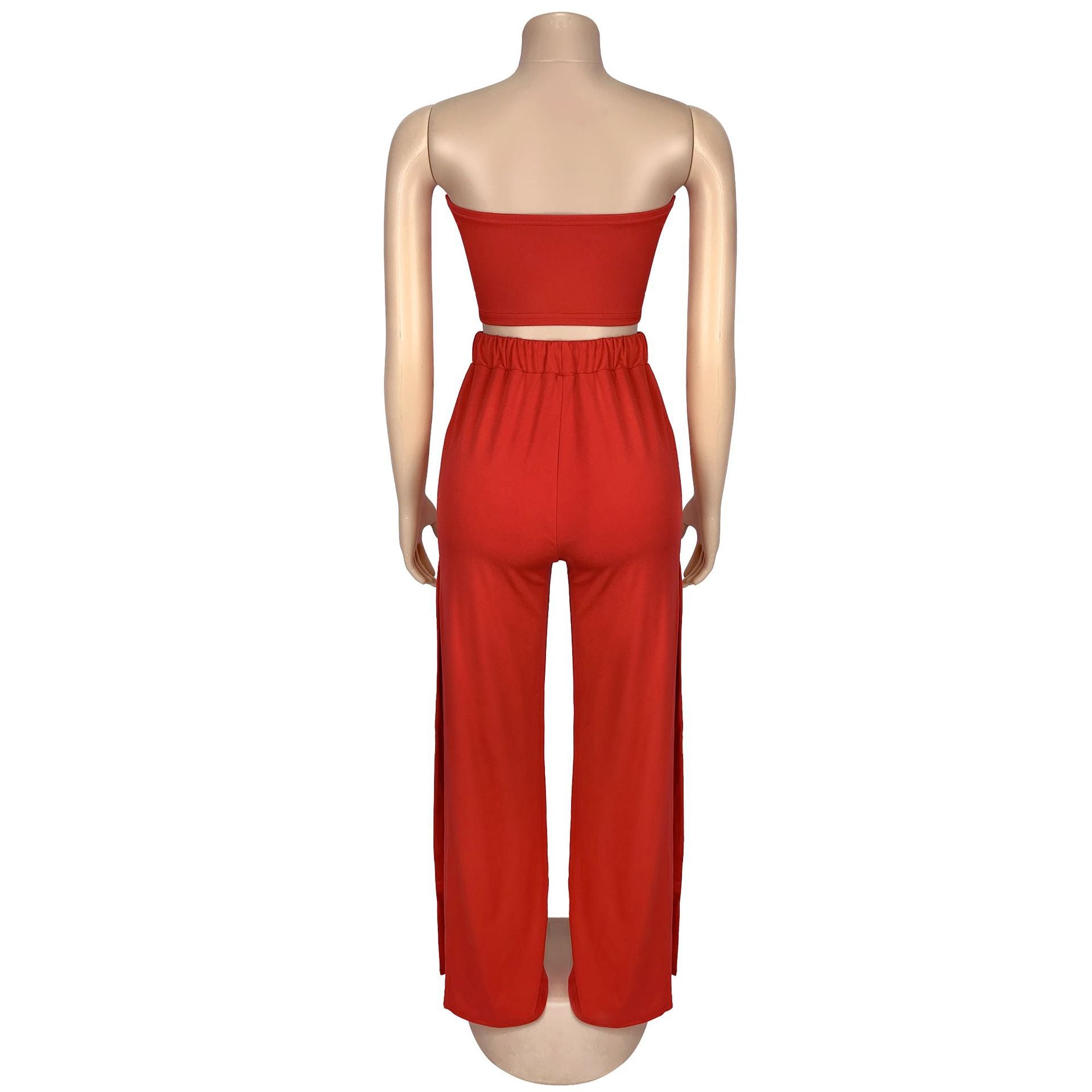 Women Summer Sexy Strapless Top and Two-Piece Pants Set 8