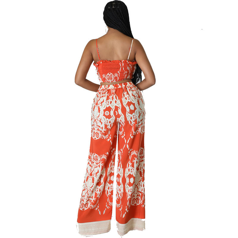 Fashion Print Drawstring Two-Piece Pants Set 6