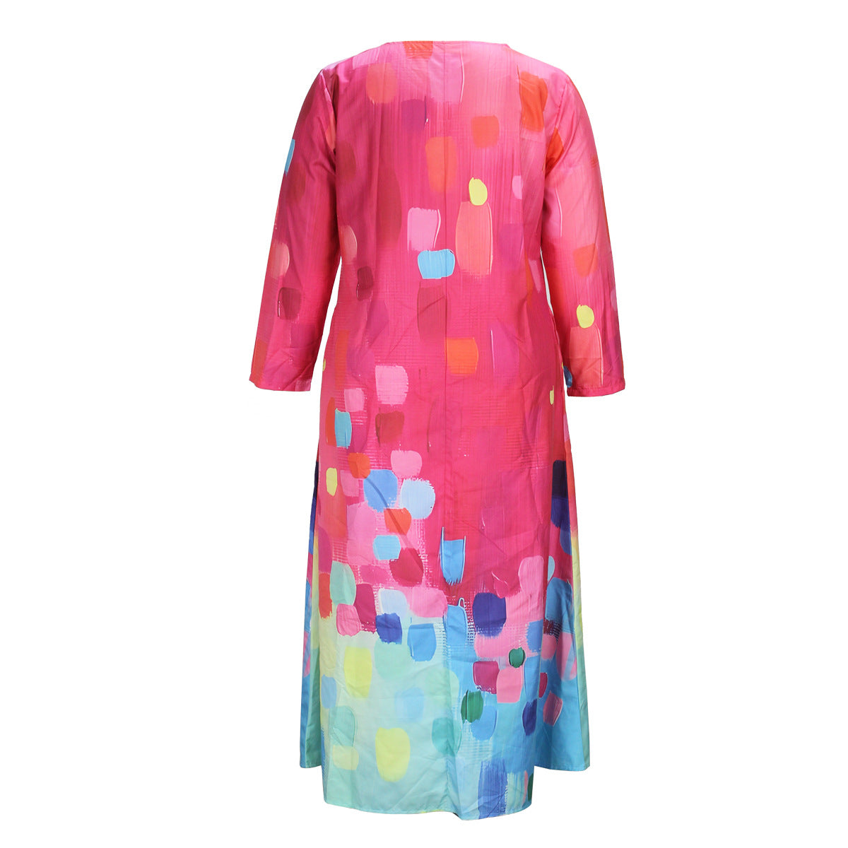 Women's Spring And Autumn Printed Fashion Chic V-Neck Loose Long-Sleeved Dress 5