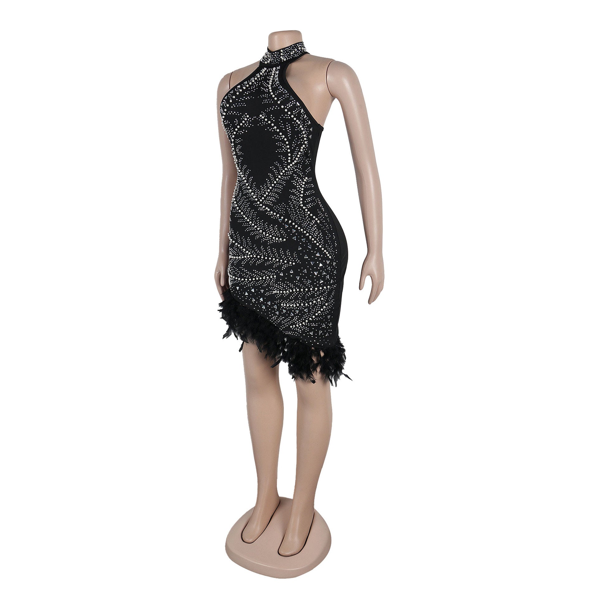 Sexy Beaded feather sleeveless Bodycon club dress 9