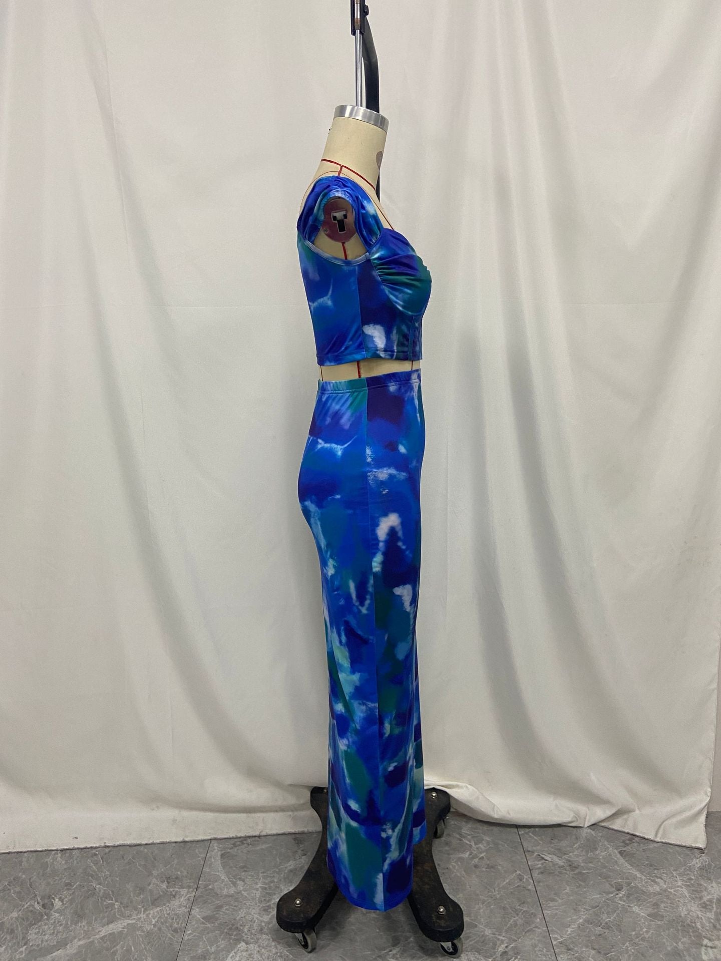 Women Printed Cropped Top and Skirt Two-Piece Set 5