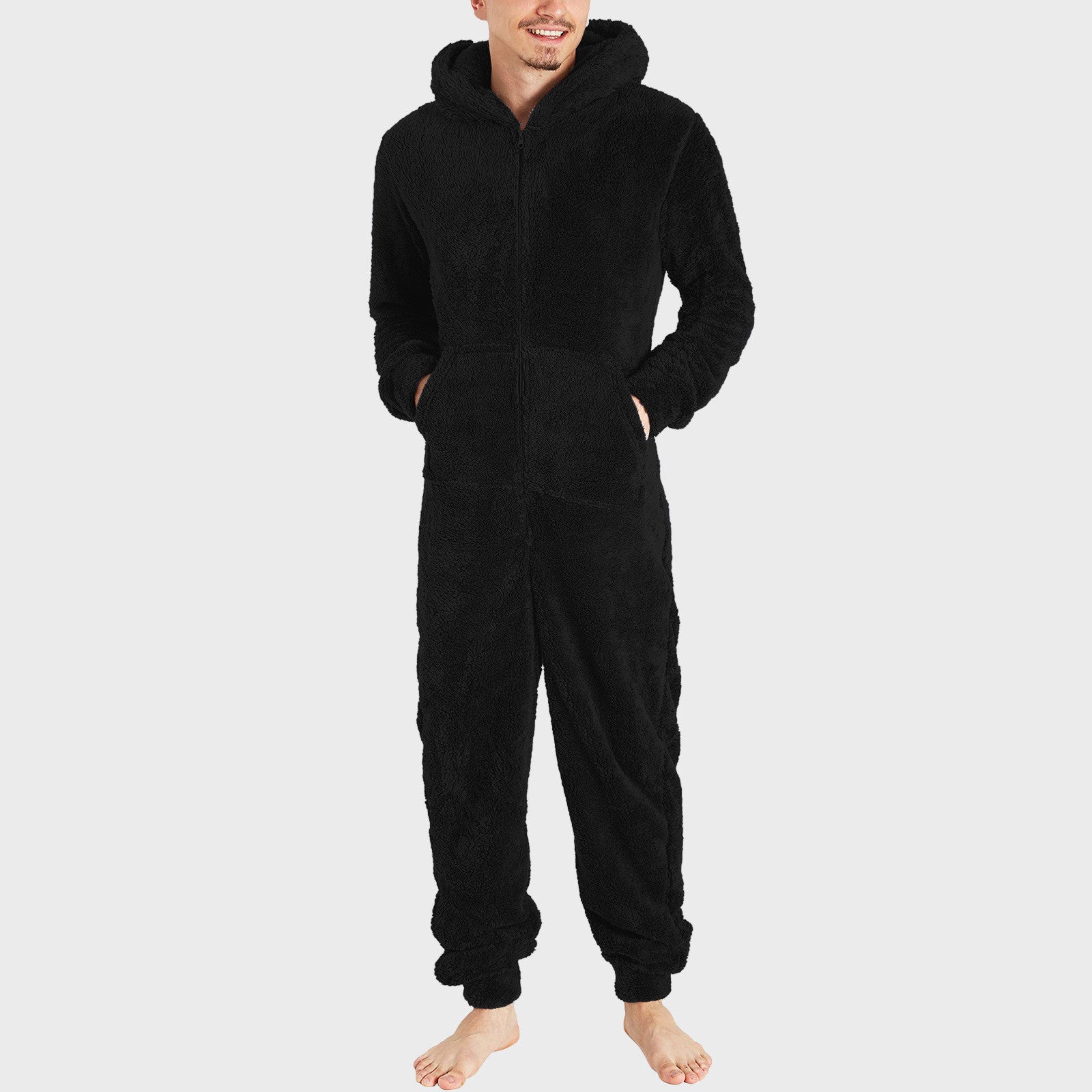 Men's Couple's Zippered Fleece Jumpsuit Thermal Pajamas 4